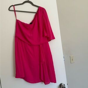 BCBG MaxAzria hot pink dress ruffles. Size 12 with side hidden zipper